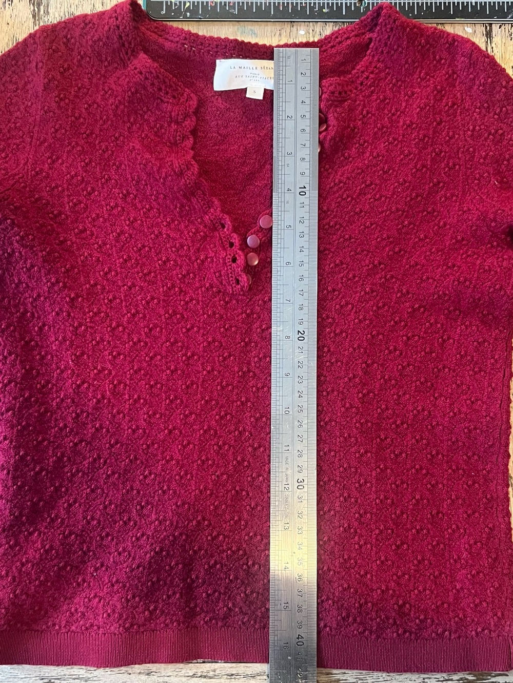 Sezane Alexa Jumper Merino Wool Cropped Fit XXS XS Burgundy - Picture 3 of 6
